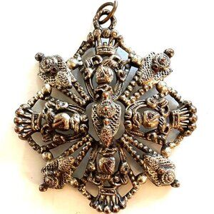Vintage PewterJerusalem Cross Pendant